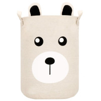 Cos depozitare haine sau jucarii, 40x33cm, bumbac si in, 43 l, ursulet, bej Cos depozitare haine sau jucarii, 40x33cm, bumbac si in, 43 l, ursulet, bej