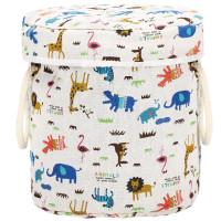 Cos depozitare haine sau jucarii, 30x30 cm, bumbac si in, 27 l, animalute, alb Cos depozitare haine sau jucarii, 30x30 cm, bumbac si in, 27 l, animalute, alb