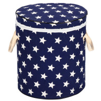 Cos depozitare haine sau jucarii, 40x35cm, bumbac si in, 43 l, albastru marin