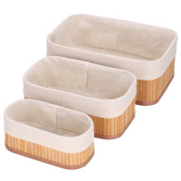 Set 3 cutii organizatoare din bambus, diverse dimensiuni, maro Set 3 cutii organizatoare din bambus, diverse dimensiuni, maro