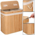 Cos de rufe din bambus cu capac, 2 compartimente, sac detasabil, volum 100L, 53x32x62cm, maro [14]