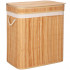 Cos de rufe din bambus cu capac, 2 compartimente, sac detasabil, volum 100L, 53x32x62cm, maro [17]