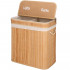 Cos de rufe din bambus cu capac, 2 compartimente, sac detasabil, volum 100L, 53x32x62cm, maro [18]