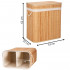 Cos de rufe din bambus cu capac, 2 compartimente, sac detasabil, volum 100L, 53x32x62cm, maro [24]