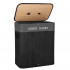 Cos de rufe din bambus cu capac, 2 compartimente, sac detasabil, volum 100L, 54x34x60cm, negru [3]