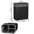 Cos de rufe din bambus cu capac, 2 compartimente, sac detasabil, volum 100L, 54x34x60cm, negru [26]