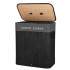 Cos de rufe din bambus cu capac, 2 compartimente, sac detasabil, volum 100L, 54x34x60cm, negru [10]