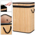 Cos de rufe din bambus cu capac, sac detasabil, volum 72L, 42x33x60cm, maro [21]