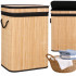 Cos de rufe din bambus cu capac, sac detasabil, volum 72L, 42x33x60cm, maro [27]