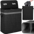 Cos de rufe din bambus cu capac, 2 compartimente, sac detasabil, volum 100L, 54x35x60cm, negru [4]