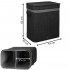 Cos de rufe din bambus cu capac, 2 compartimente, sac detasabil, volum 100L, 54x35x60cm, negru [23]