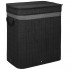 Cos de rufe din bambus cu capac, 2 compartimente, sac detasabil, volum 100L, 54x35x60cm, negru [8]