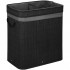 Cos de rufe din bambus cu capac, 2 compartimente, sac detasabil, volum 100L, 54x35x60cm, negru [9]