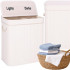 Cos de rufe din bambus cu capac, 2 compartimente, sac detasabil, volum 100L, 54x35x60cm, alb [2]