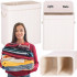 Cos de rufe din bambus cu capac, 2 compartimente, sac detasabil, volum 100L, 54x35x60cm, alb [3]