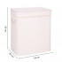 Cos de rufe din bambus cu capac, 2 compartimente, sac detasabil, volum 100L, 54x35x60cm, alb [21]