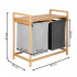 Cos de rufe din bambus, cu 2 saci detasabili, raft superior, capacitate de 40L per sac, 67x36x70cm, maro [23]