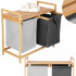 Cos de rufe din bambus, cu 2 saci detasabili, raft superior, capacitate de 40L per sac, 67x36x70cm, maro [7]
