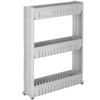 Sistem rafturi de depozitare Sersimo HA113 cu roti pentru bucatarie sau baie cu 3 polite, gri