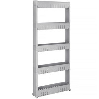 Sistem rafturi de depozitare cu roti pentru bucatarie sau baie cu 5 polite, 54x13x132cm, gri Sistem rafturi de depozitare cu roti pentru bucatarie sau baie cu 5 polite, 54x13x132cm, gri