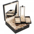 (DL) Cutie depozitare si organizare bijuterii, MDF, piele ecologica, 25 x 25 x 8,5cm, negru [40]