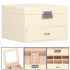(DL) Cutie depozitare si organizare bijuterii, piele ecologica + velur, 16 x 16 x 11cm, crem [24]