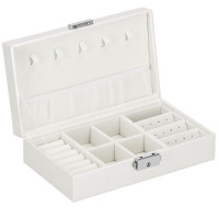 (DL) Cutie depozitare si organizare bijuterii, MDF, piele ecologica, 21 x 21 x 16cm, alb perla (DL) Cutie depozitare si organizare bijuterii, MDF, piele ecologica, 21 x 21 x 16cm, alb perla