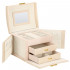 Cutie depozitare si organizare bijuterii, piele ecologica + velur, 18 x 13,5 x 14cm, crem [2]