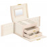 Cutie depozitare si organizare bijuterii, piele ecologica + velur, 18 x 13,5 x 14cm, crem [20]