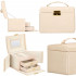 Cutie depozitare si organizare bijuterii, piele ecologica + velur, 18 x 13,5 x 14cm, crem [23]
