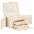 Cutie depozitare si organizare bijuterii, piele ecologica + velur, 18 x 13,5 x 14cm, crem [6]