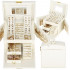 (DL) Cutie depozitare si organizare bijuterii, MDF, piele ecologica, 17,5 x 12 x 13,5 cm., crem [13]