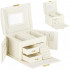 (DL) Cutie depozitare si organizare bijuterii, MDF, piele ecologica, 17,5 x 12 x 13,5 cm., crem [18]