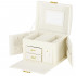 (DL) Cutie depozitare si organizare bijuterii, MDF, piele ecologica, 17,5 x 12 x 13,5 cm., crem [24]