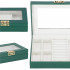 (DL) Cutie depozitare si organizare bijuterii, MDF, piele ecologica, 23,5 x 14 x 5,5cm, verde sticla [23]