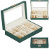 (DL) Cutie depozitare si organizare bijuterii, MDF, piele ecologica, 23,5 x 14 x 5,5cm, verde sticla [29]