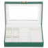 (DL) Cutie depozitare si organizare bijuterii, MDF, piele ecologica, 23,5 x 14 x 5,5cm, verde sticla [11]