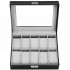 (DL) Cutie depozitare si organizare ceasuri, MDF, piele ecologica, 25x20x8cm, negru interior gri [8]