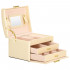 (DL) Cutie depozitare si organizare bijuterii, MDF, piele ecologica si velur, 17,5 x 14 x 12,5cm, crem [12]