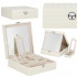 (DL) Cutie depozitare si organizare bijuterii, MDF, piele ecologica, 25 x 25 x 8,5cm, crem deschis [15]