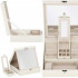 (DL) Cutie depozitare si organizare bijuterii, MDF, piele ecologica, 25 x 25 x 8,5cm, crem deschis [17]