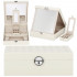 (DL) Cutie depozitare si organizare bijuterii, MDF, piele ecologica, 25 x 25 x 8,5cm, crem deschis [19]
