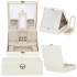 (DL) Cutie depozitare si organizare bijuterii, MDF, piele ecologica, 25 x 25 x 8,5cm, crem deschis [20]