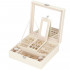 (DL) Cutie depozitare si organizare bijuterii, MDF, piele ecologica, 25 x 25 x 8,5cm, crem deschis [26]