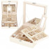 (DL) Cutie depozitare si organizare bijuterii, MDF, piele ecologica, 25 x 25 x 8,5cm, crem deschis [36]