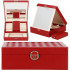 (DL) Cutie depozitare si organizare bijuterii, MDF, piele ecologica, 25 x 25 x 8,5cm, burgundy [19]