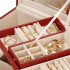 (DL) Cutie depozitare si organizare bijuterii, MDF, piele ecologica, 25 x 25 x 8,5cm, burgundy [27]