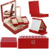 (DL) Cutie depozitare si organizare bijuterii, MDF, piele ecologica, 25 x 25 x 8,5cm, burgundy [29]