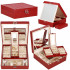 (DL) Cutie depozitare si organizare bijuterii, MDF, piele ecologica, 25 x 25 x 8,5cm, burgundy [34]