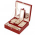 (DL) Cutie depozitare si organizare bijuterii, MDF, piele ecologica, 25 x 25 x 8,5cm, burgundy [36]